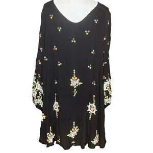 Free People Oxford Embroidered Black Mini 
Dress. Size Small